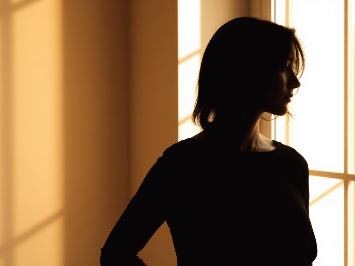 Silhouette devant une fenêtre